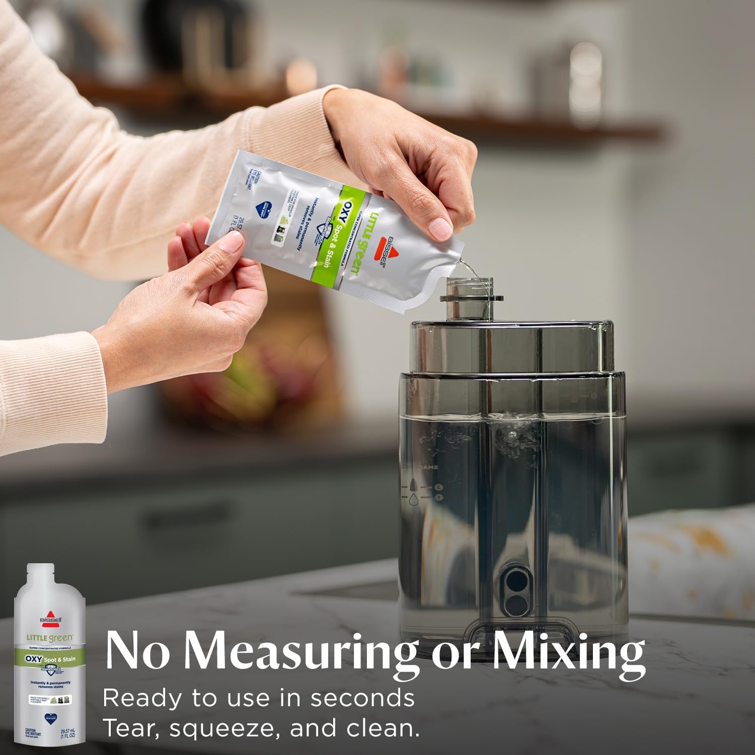BISSELL Little Green Spot & Stain Cleaning Solution with OXY and StainProtect, for All Leading Portable Carpet & Upholstery Deep Cleaners, Instantly & Permanently Removes Stains, 2038G, 32oz(Little Green Oxy Super Concentrate)