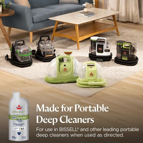 BISSELL Little Green Spot & Stain Cleaning Solution with OXY and StainProtect, for All Leading Portable Carpet & Upholstery Deep Cleaners, Instantly & Permanently Removes Stains, 2038G, 32oz(Little Green Oxy Super Concentrate)