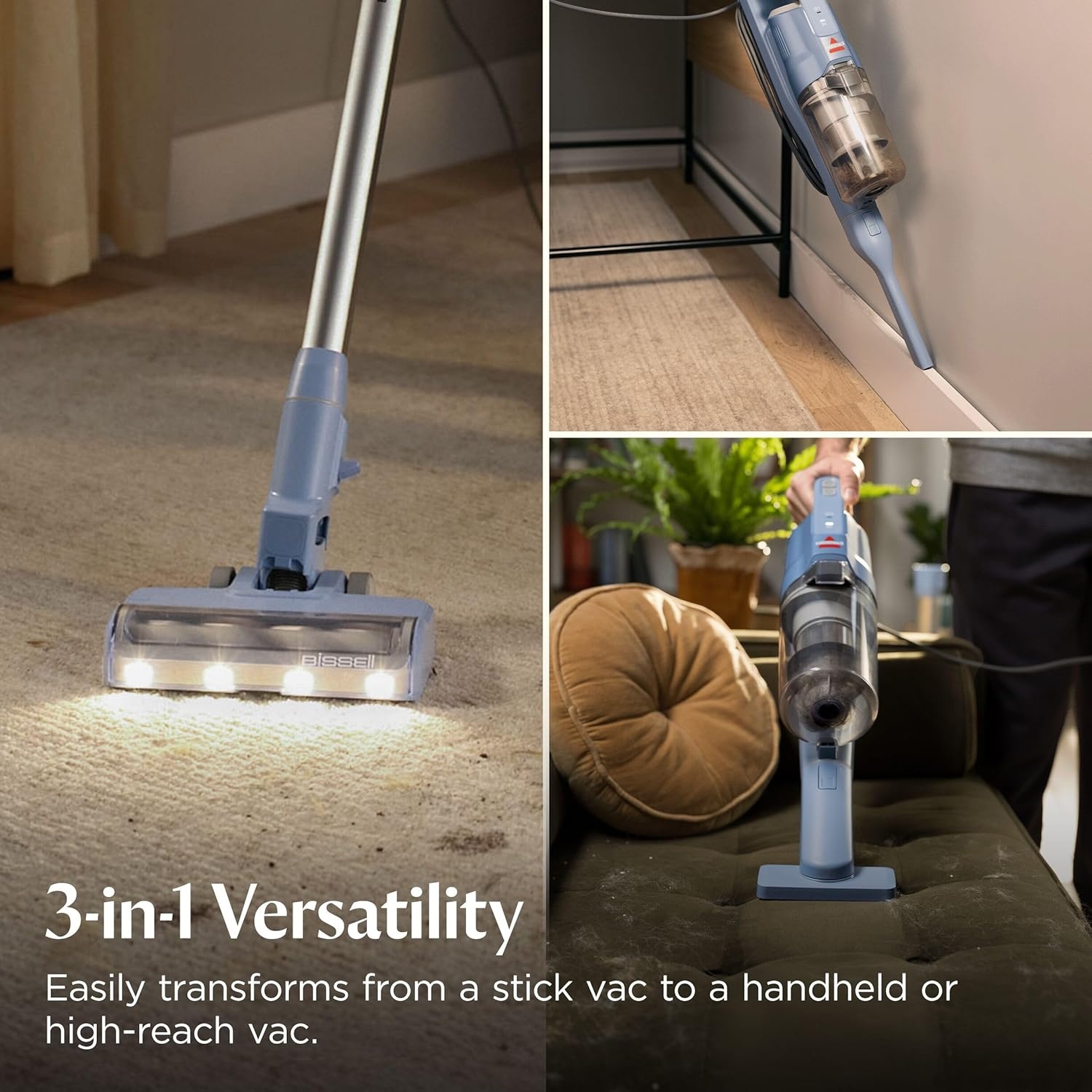 Bissell PowerClean FurFinder Corded Stick Vacuum, Tangle-Free Brush Roll, 30-Foot Power Cord, Self-Standing, HEPA Filtration, Bright Headlights, 4282K(PowerClean Corded)