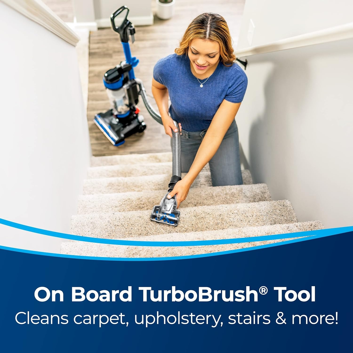 Bissell CleanView Upright Vacuum with Active Extension Wand, XL 2L Dirt Tank Capacity, Powerful Suction & OnePass Technology for Carpets & Hard Floors, 3536(Black/Cobalt Blue)