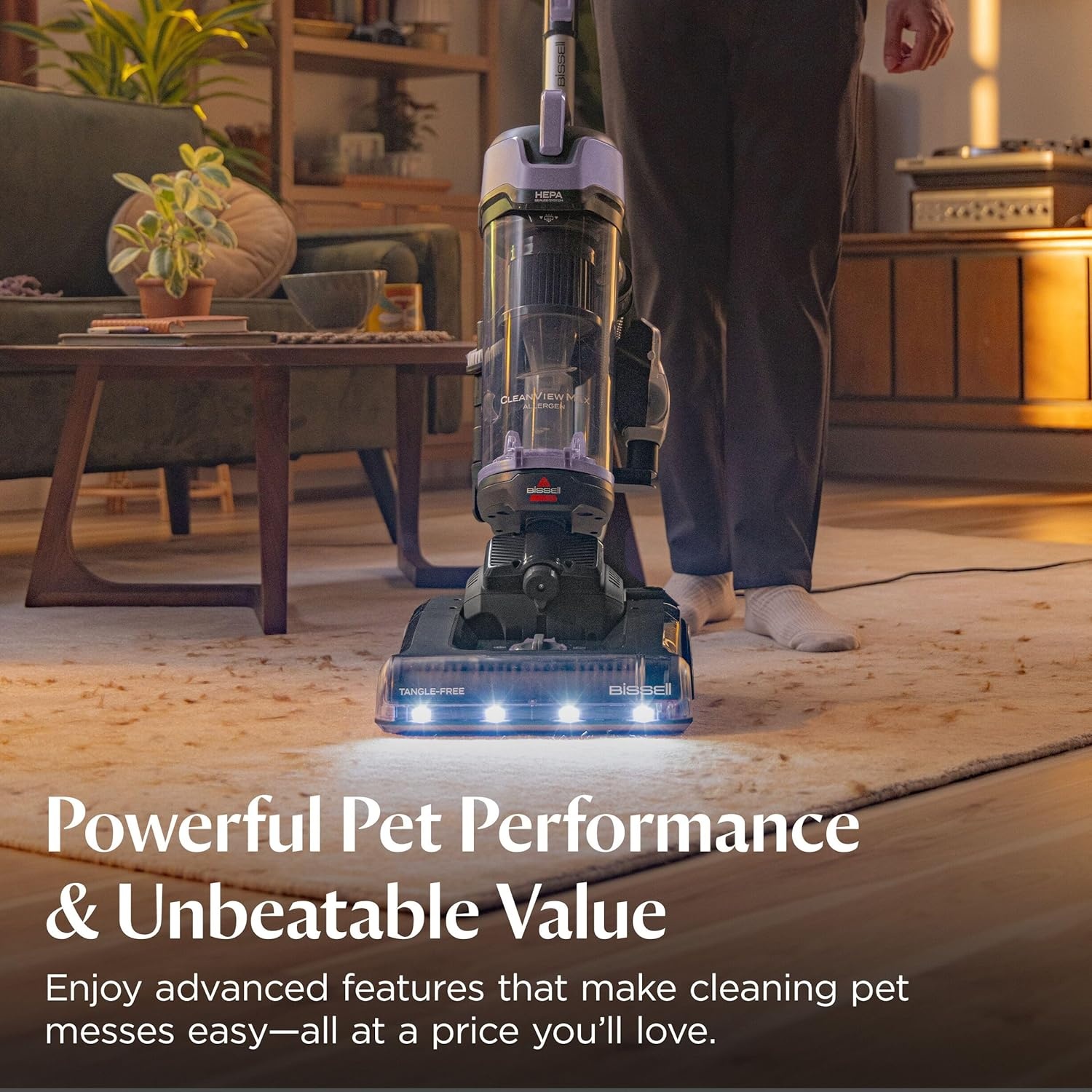 Bissell CleanView Max Tangle-Free with LED Headlights, Active Extension Wand, Tangle-Free Brush Roll, Included pet Tools, 4072L(CleanView Max Allergen)
