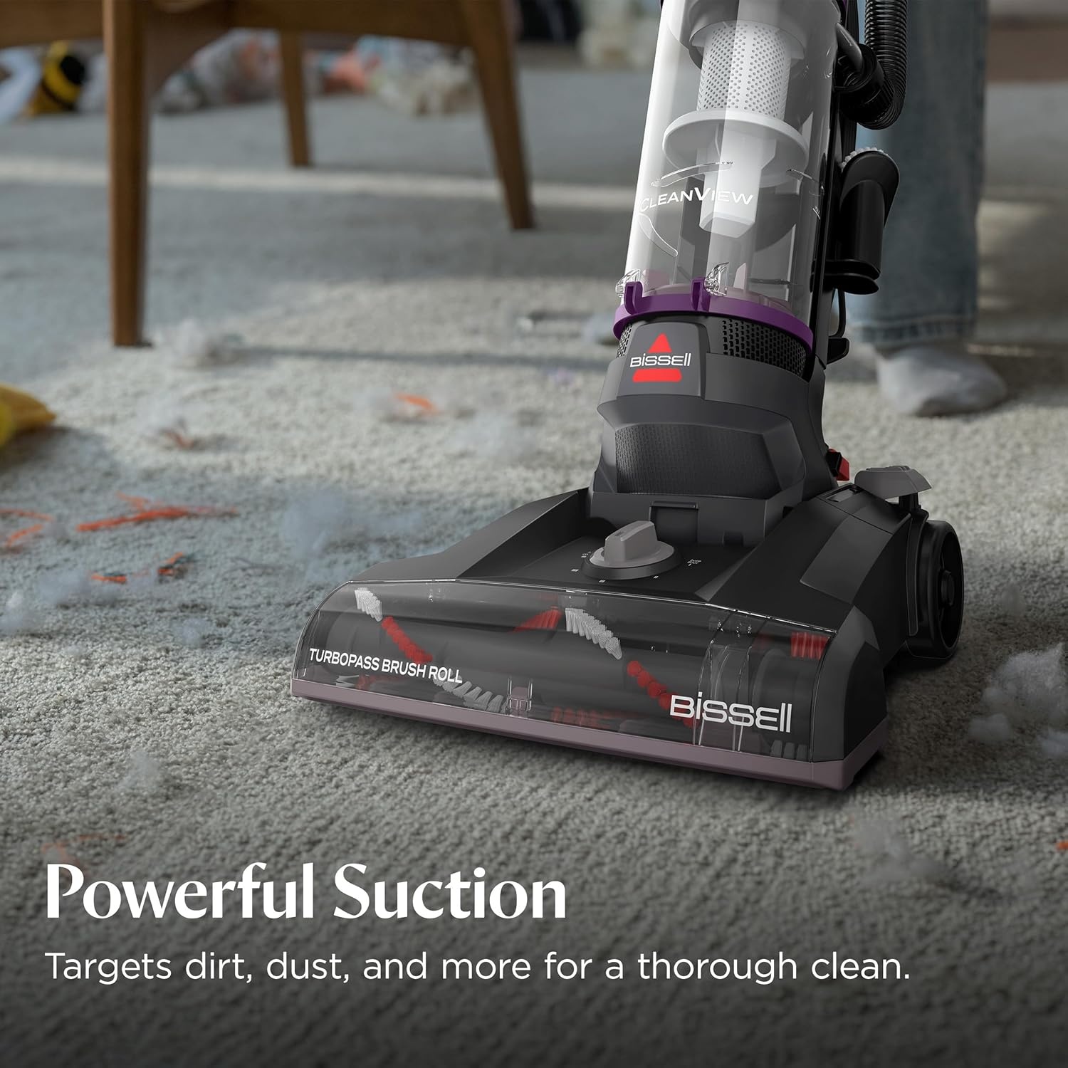 Bissell CleanView Compact Upright Vacuum, Lightweight Design for Apartments & Dorms, Powerful Suction with Removable Extension Wand & Scatter-Free Technology, 3508(CleanView)