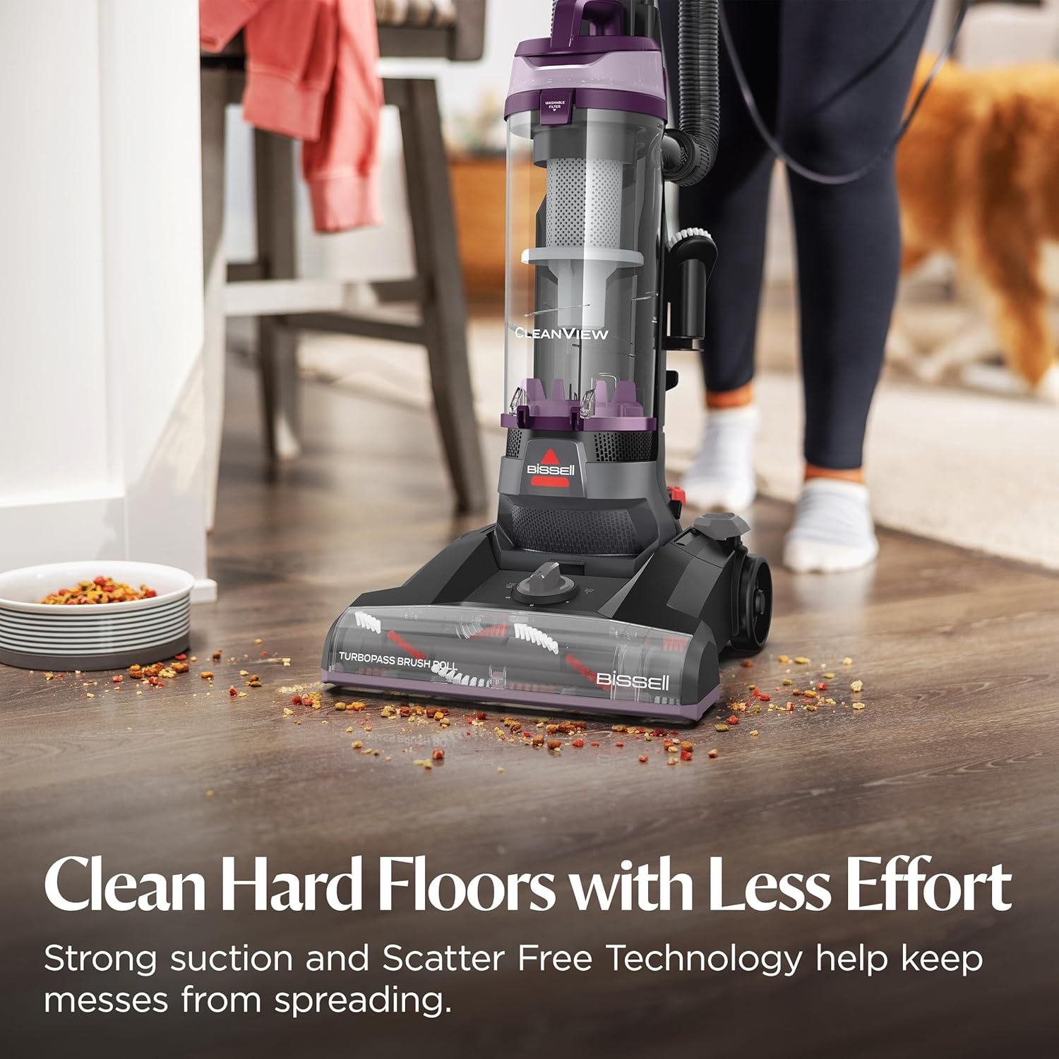 Bissell CleanView Compact Upright Vacuum, Lightweight Design for Apartments & Dorms, Powerful Suction with Removable Extension Wand & Scatter-Free Technology, 3508(CleanView)