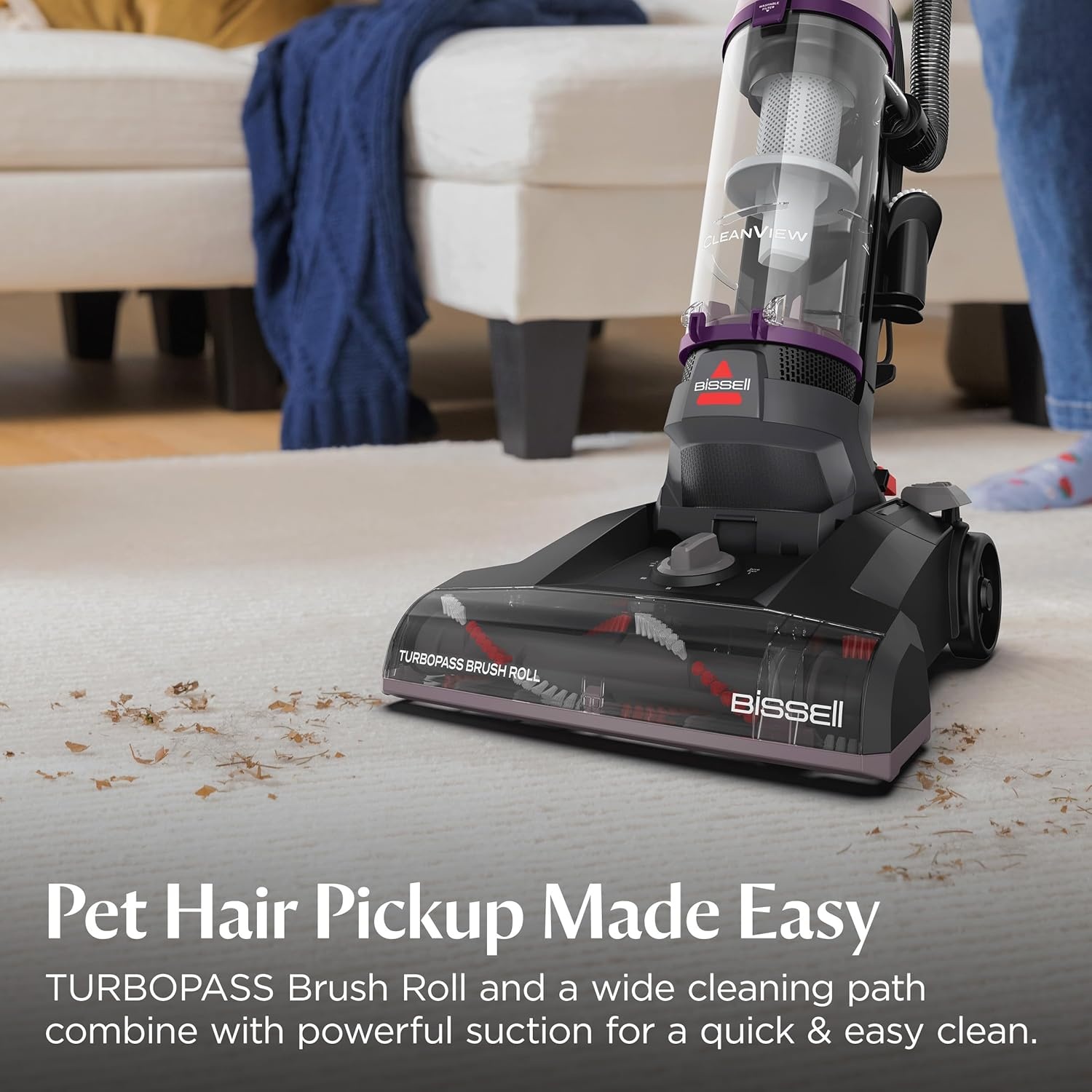 Bissell CleanView Compact Upright Vacuum, Lightweight Design for Apartments & Dorms, Powerful Suction with Removable Extension Wand & Scatter-Free Technology, 3508(CleanView)