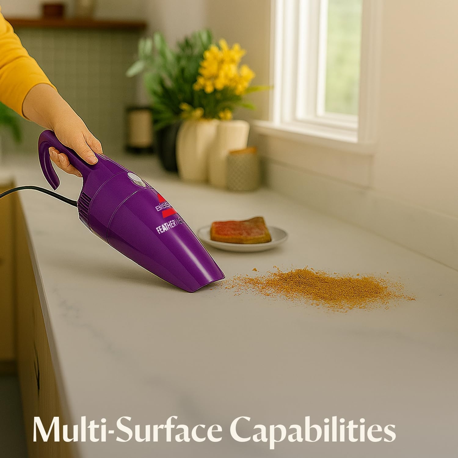 Bissell 20334 Featherweight Stick Lightweight Bagless Vacuum and Electric Broom with Crevice Tool for Hard Floors and Carpets, Purple(Purple)