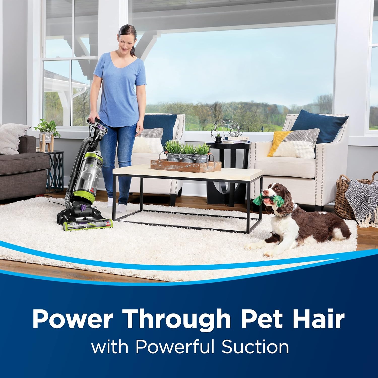 Bissell CleanView Swivel Pet Upright Vacuum, Swivel Steering for Maneuverability, Triple Action Brush Roll for Pet Hair, Large Capacity Dirt Tank & Scatter-Free Tech, 2252(Green)