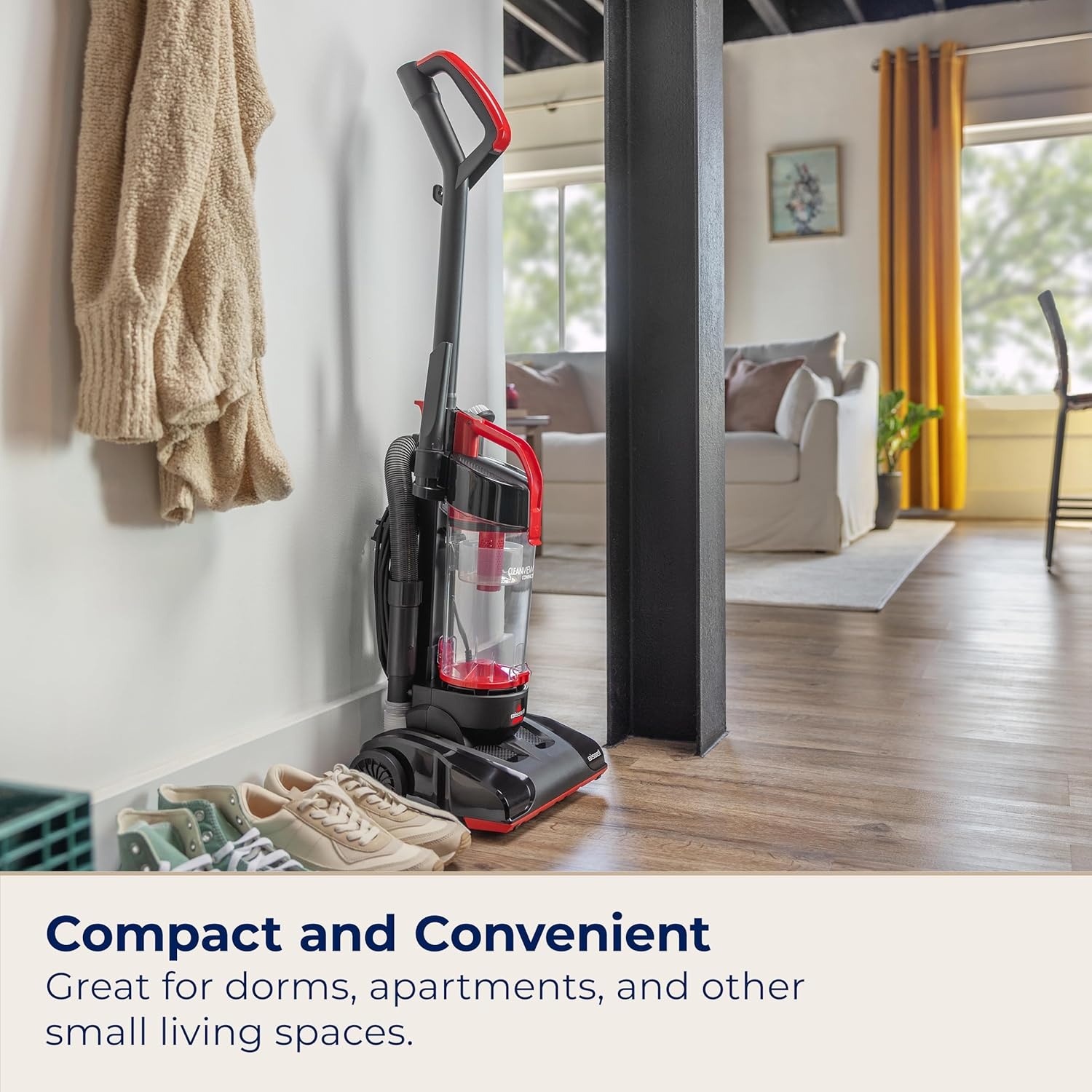 Bissell CleanView Compact Upright Vacuum, Lightweight Design for Apartments & Dorms, Powerful Suction with Removable Extension Wand & Scatter-Free Technology, 3508(CleanView Compact)