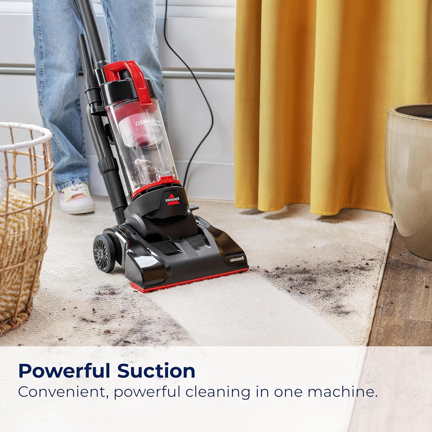 Bissell CleanView Compact Upright Vacuum, Lightweight Design for Apartments & Dorms, Powerful Suction with Removable Extension Wand & Scatter-Free Technology, 3508(CleanView Compact)