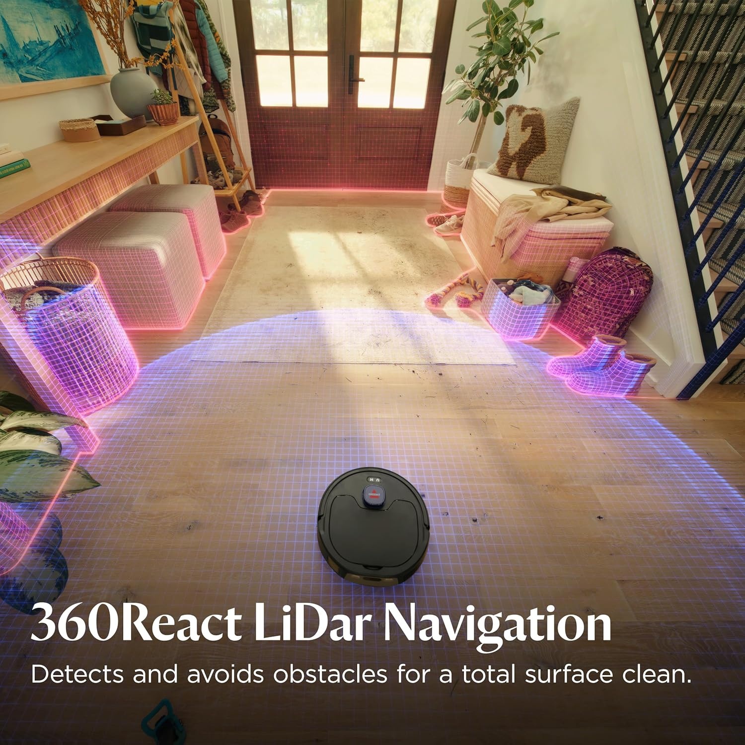 Bissell FlexClean FurForce Robot Vacuum & Mop with No Tangle Pet Brush Roll, LiDAR Navigation & Liftable Pad for Pet Hair Removal on Hard Floors & Rugs, 180min Runtime 60-Day Dust Collection, 4270L(FlexClean FurForce)