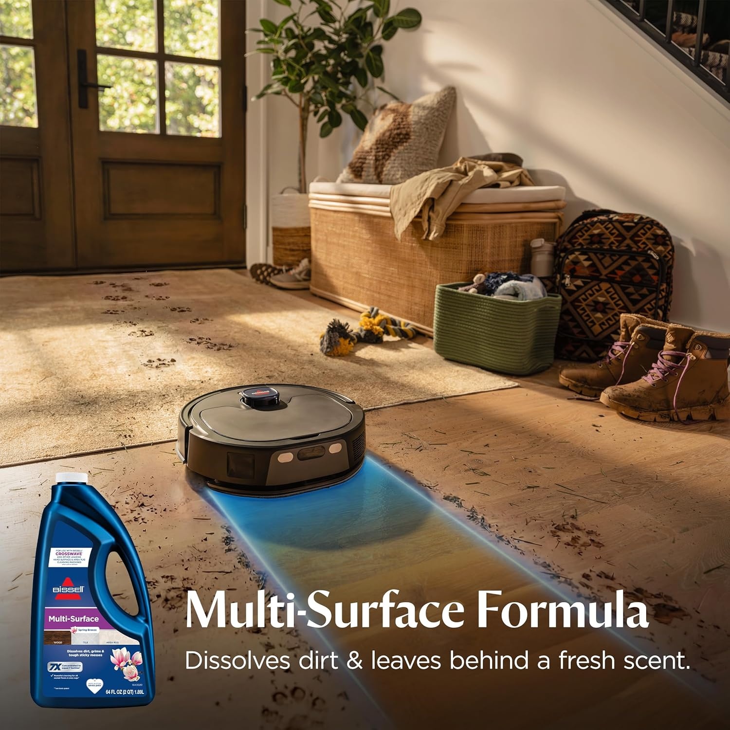 Bissell FlexClean FurForce Robot Vacuum & Mop with No Tangle Pet Brush Roll, LiDAR Navigation & Liftable Pad for Pet Hair Removal on Hard Floors & Rugs, 180min Runtime 60-Day Dust Collection, 4270L(FlexClean FurForce)