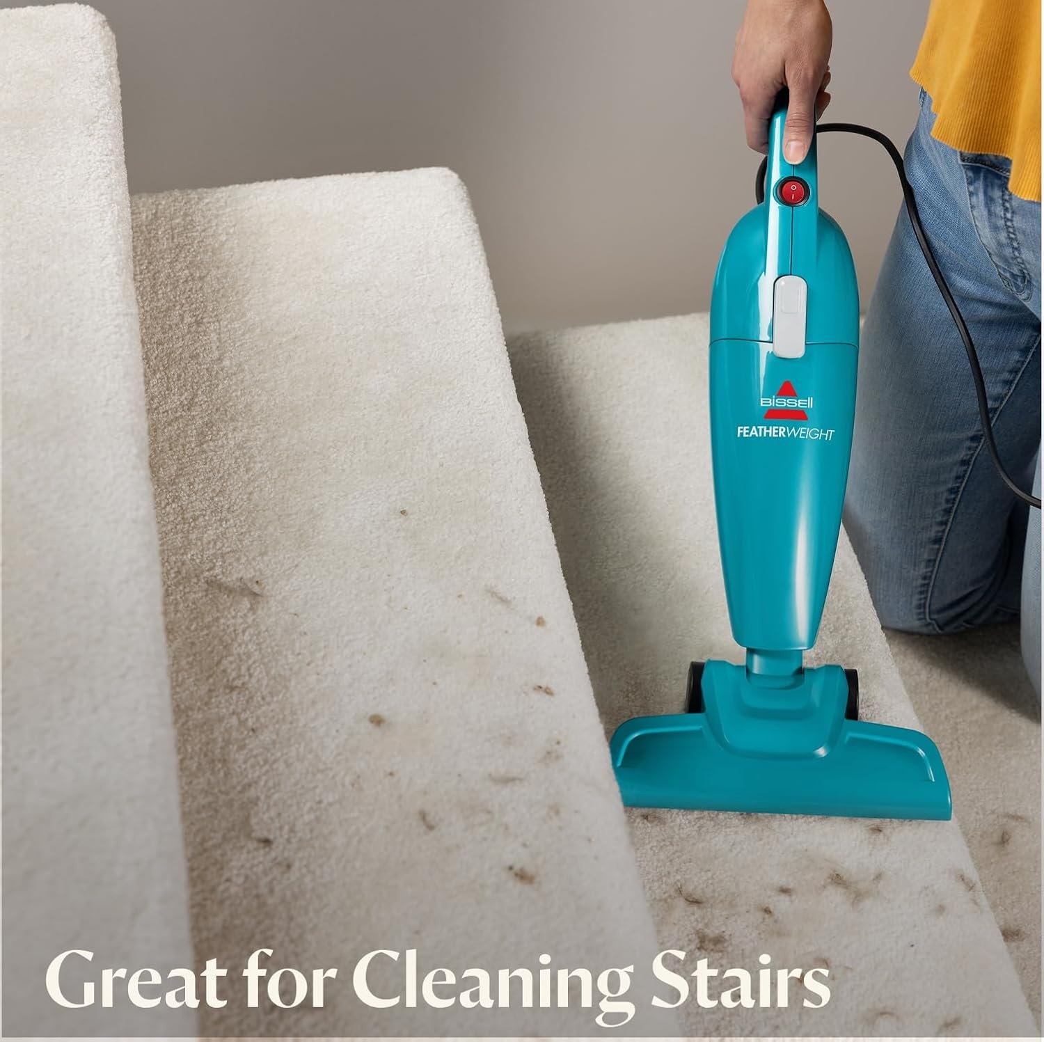 Bissell 20334 Featherweight Stick Lightweight Bagless Vacuum and Electric Broom with Crevice Tool for Hard Floors and Carpets, Purple(Blue)