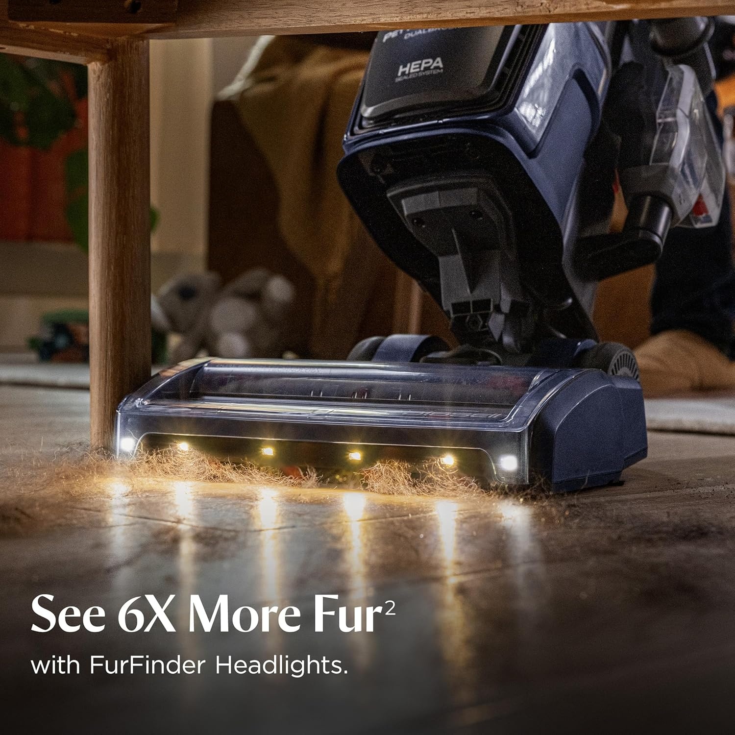 Bissell Pet Hair Eraser DualBrush Upright Vacuum with Two Brush Rolls, DualBrush Self-Cleaning Technology, HEPA Sealed Allergen System, Bright FurFinder Headlights, Lift-Off Pod, 42946(Pet Hair Eraser DualBrush)