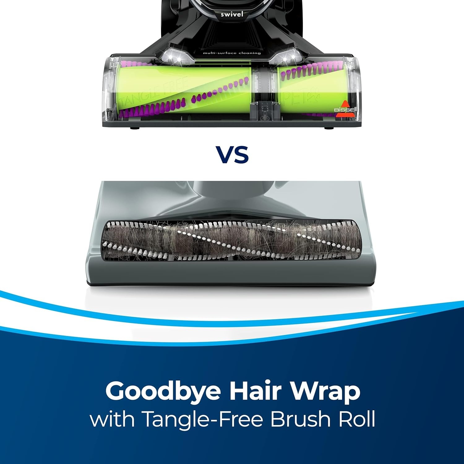 BISSELL 24613 Pet Hair Eraser Turbo Plus Lightweight Vacuum, Tangle-Free Brush Roll, Powerful Pet Hair Pick-up, SmartSeal Allergen System, Specialized Pet Tools, Easy Empty Dirt Tank(Grapevine Purple With Electric Green Accents)