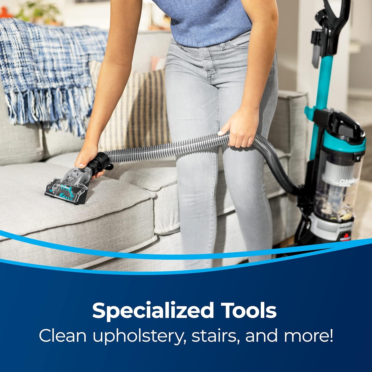 Bissell CleanView Upright Vacuum with Active Extension Wand, XL 2L Dirt Tank Capacity, Powerful Suction & OnePass Technology for Carpets & Hard Floors, 3536(Black/Teal)