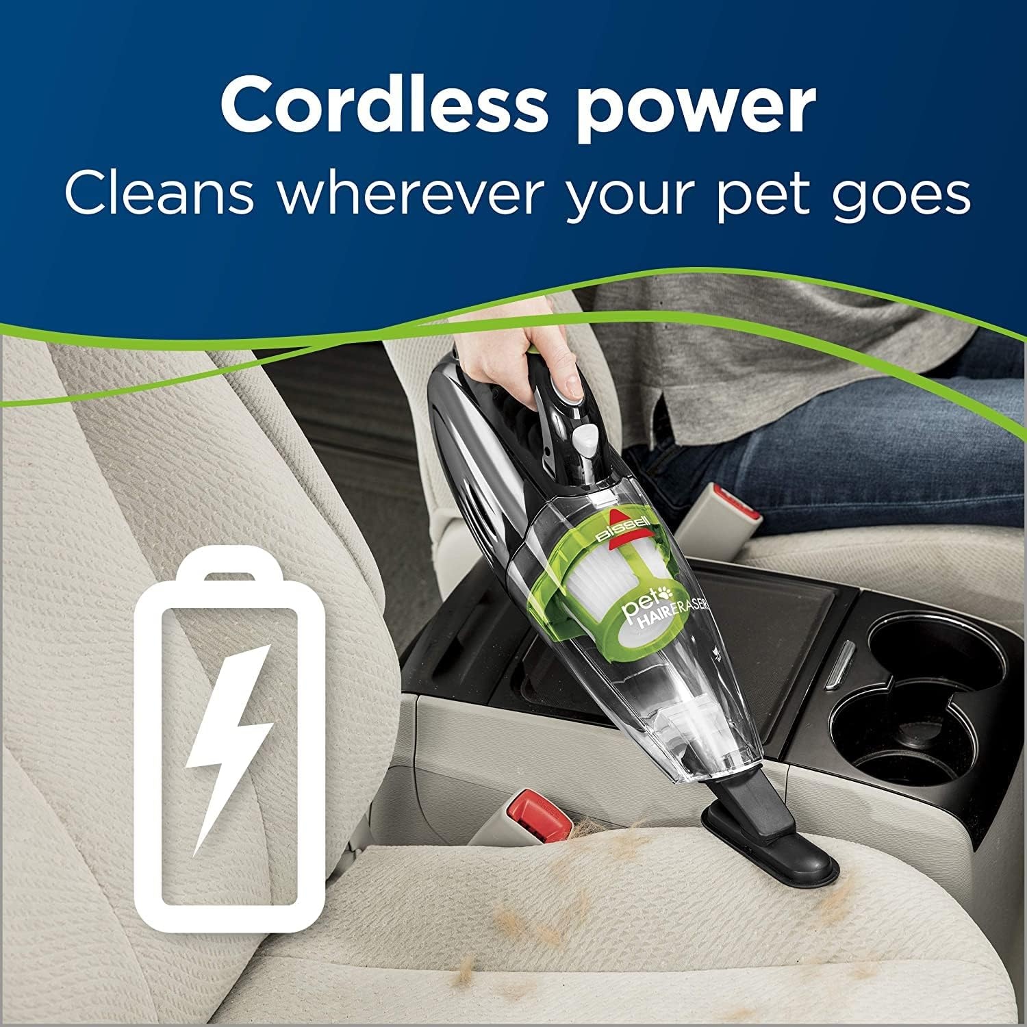 Bissell Pet Hair Eraser Cordless Hand Vacuum, Home, Auto, and Pet Vacuum, Crevice Tool, Upholstery Tool, and Motorized Brush Included, 1782(Hand Vacuum Only)