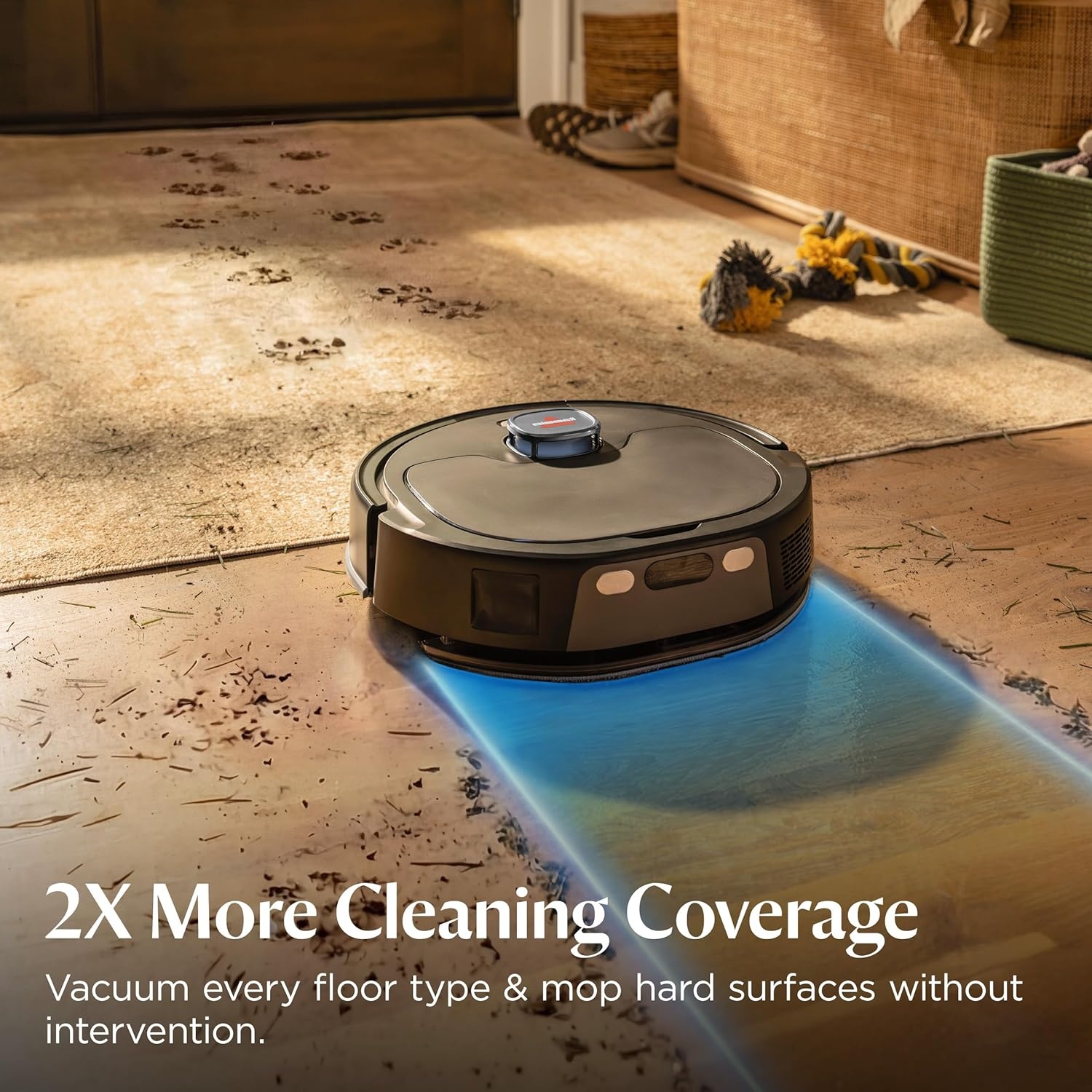 Bissell FlexClean FurForce Robot Vacuum & Mop with No Tangle Pet Brush Roll, LiDAR Navigation & Liftable Pad for Pet Hair Removal on Hard Floors & Rugs, 180min Runtime 60-Day Dust Collection, 4270L(FlexClean)