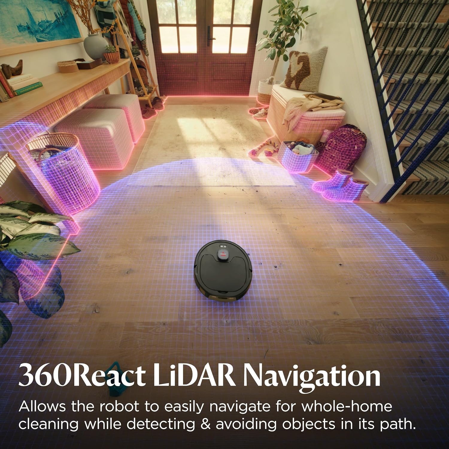 Bissell FlexClean FurForce Robot Vacuum & Mop with No Tangle Pet Brush Roll, LiDAR Navigation & Liftable Pad for Pet Hair Removal on Hard Floors & Rugs, 180min Runtime 60-Day Dust Collection, 4270L(FlexClean)