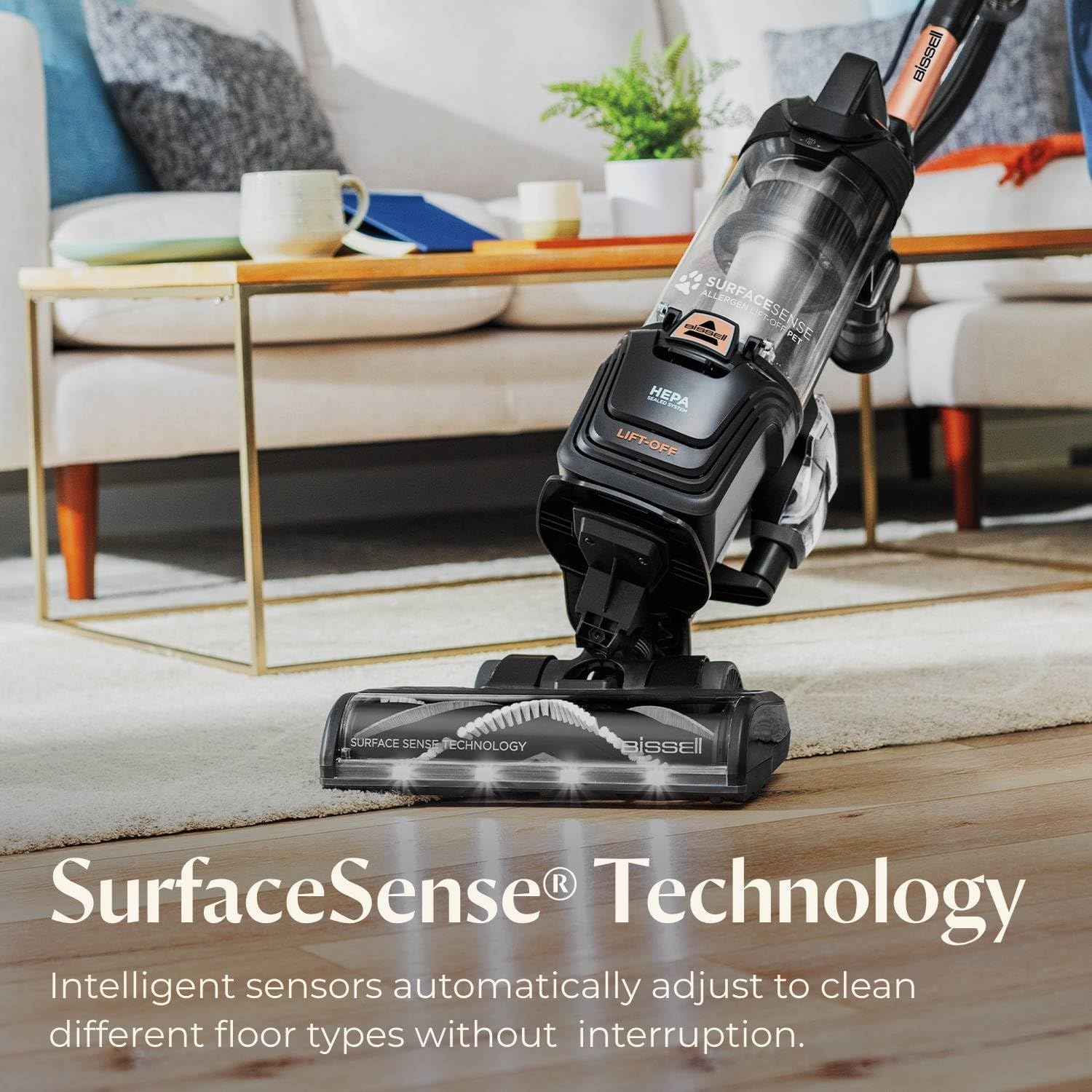 Bissell SurfaceSense Allergen Lift-Off Pet Upright Vacuum, with Tangle-Free Multi-Surface Brush Roll, LED Headlights, & Lift-Off Technology(SurfaceSense Lift-Off)
