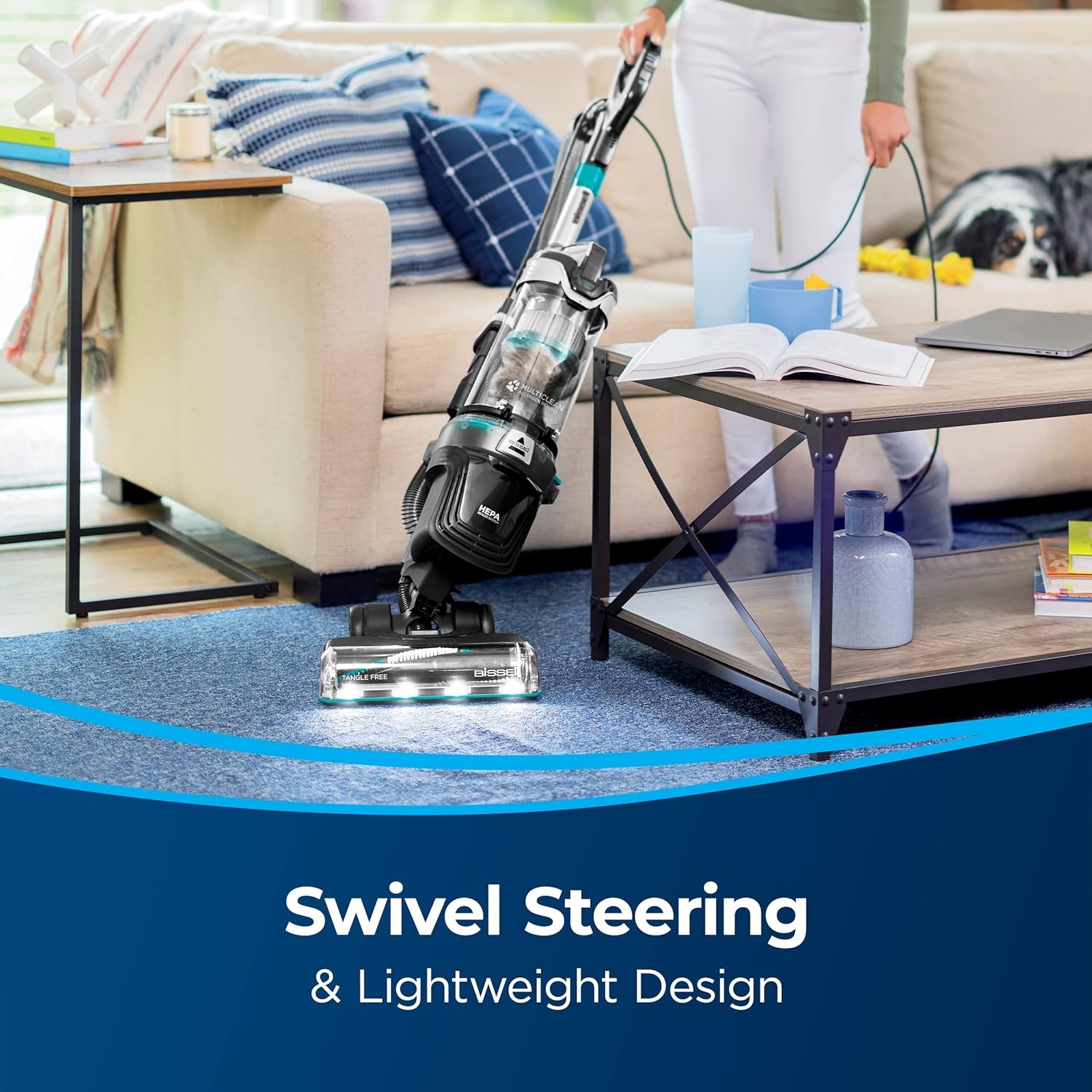 Bissell MultiClean Allergen Rewind Pet Vacuum with HEPA Filter Sealed System, Automatic Cord Rewind, Tangle-Free Brush Roll, & LED Headlights, 3405(MultiClean Rewind)