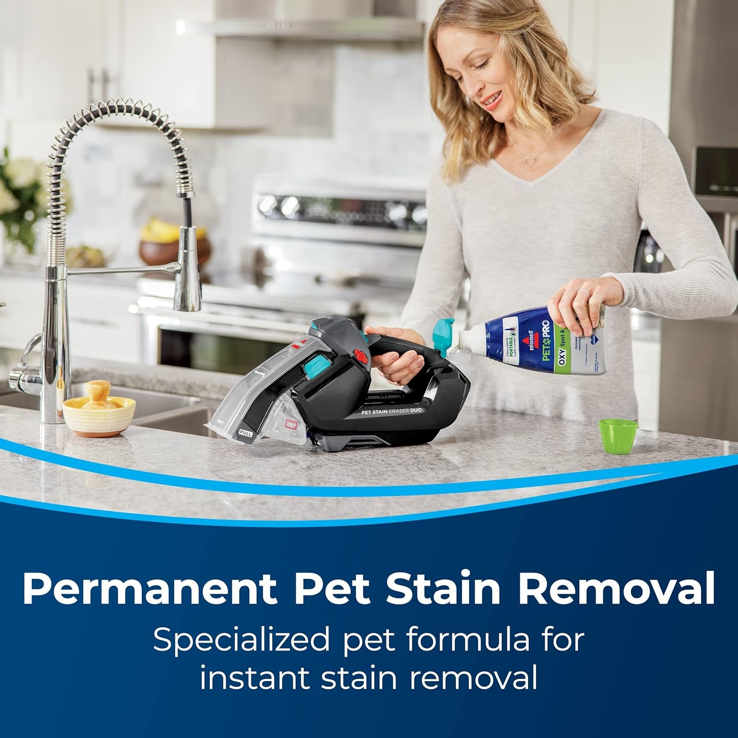 BISSELL Stain Eraser Duo, 2-in-1 Cordless Portable Deep Cleaner and Hand Vacuum with PET PRO OXY Spot & Stain Formula, 3705, Black