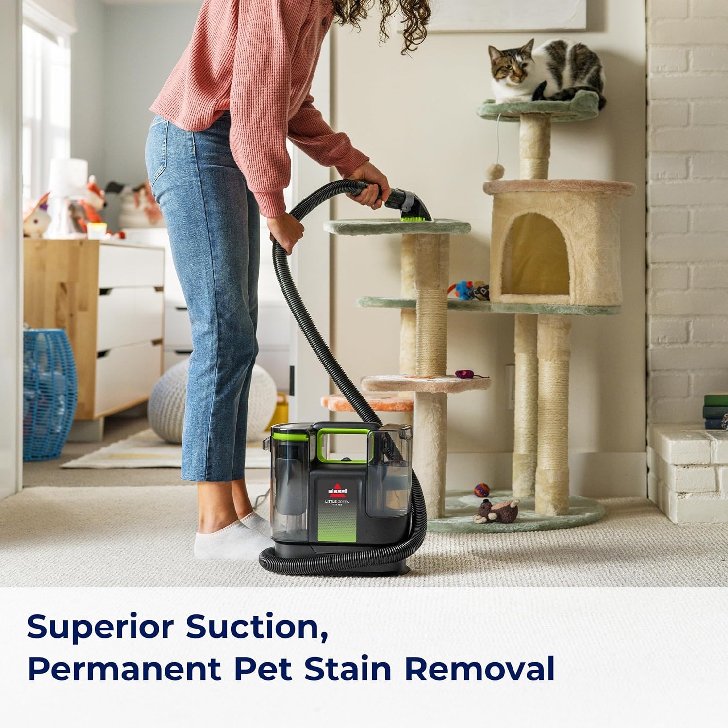 BISSELL® Little Green® Proheat® Pet, Portable Deep Cleaner with Heated Cleaning Technology, Self-Cleaning Tough Stain Tool and Pet Pro Oxy Triple Action Formula Included, 3969(Little Green Max Pet)