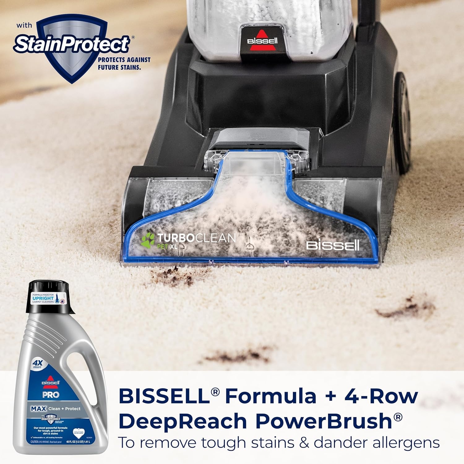 BISSELL TurboClean Pet XL Upright Carpet Cleaner, Upholstery Tough Stain Tool & Formula included, 3746(TurboClean XL)