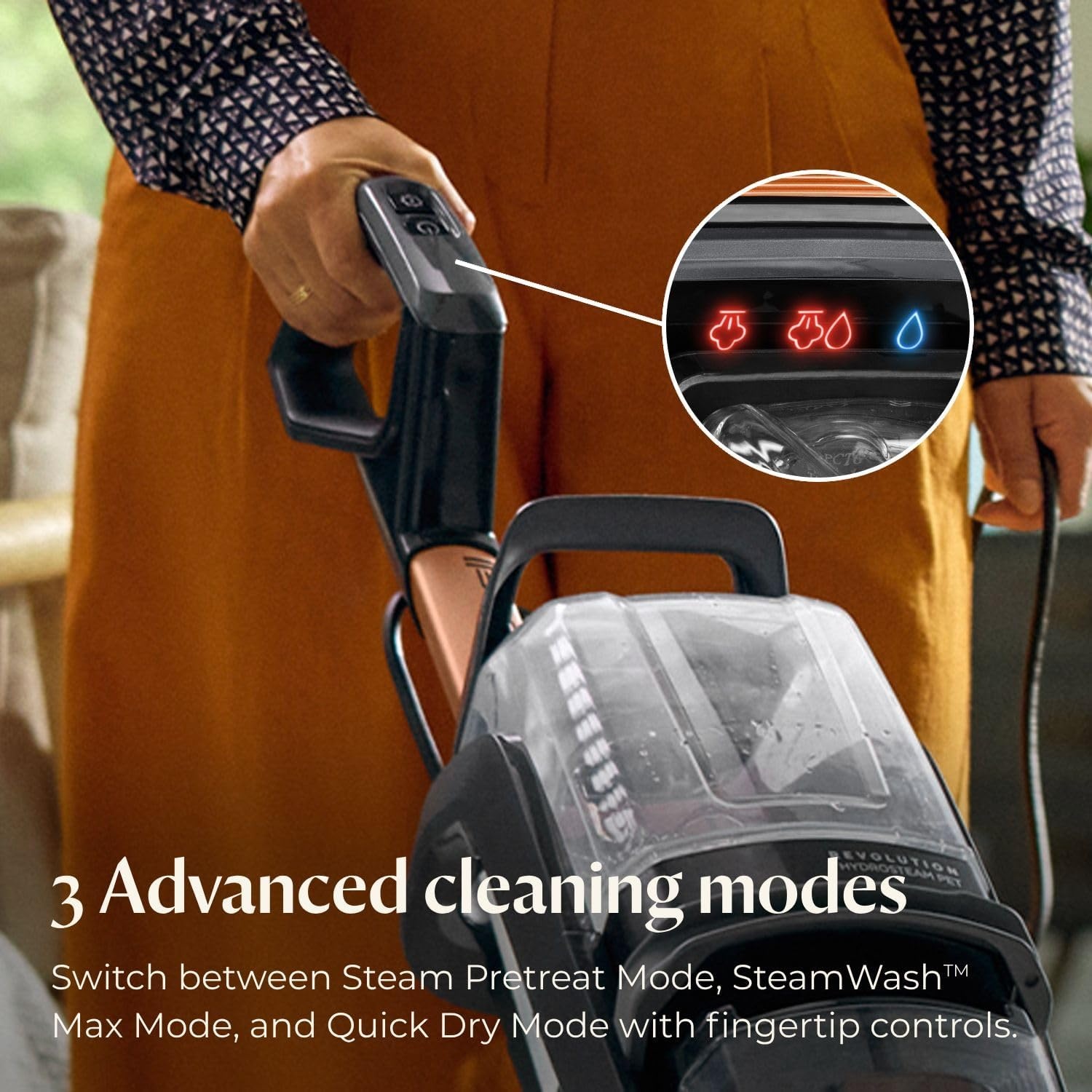 BISSELL Revolution HydroSteam Pet Carpet Cleaner, Upright Deep Cleaner, HydroSteam Technology, 2-in-1 Pet Upholstery Tool & Formulas Included, 3432(HydroSteam Pet)
