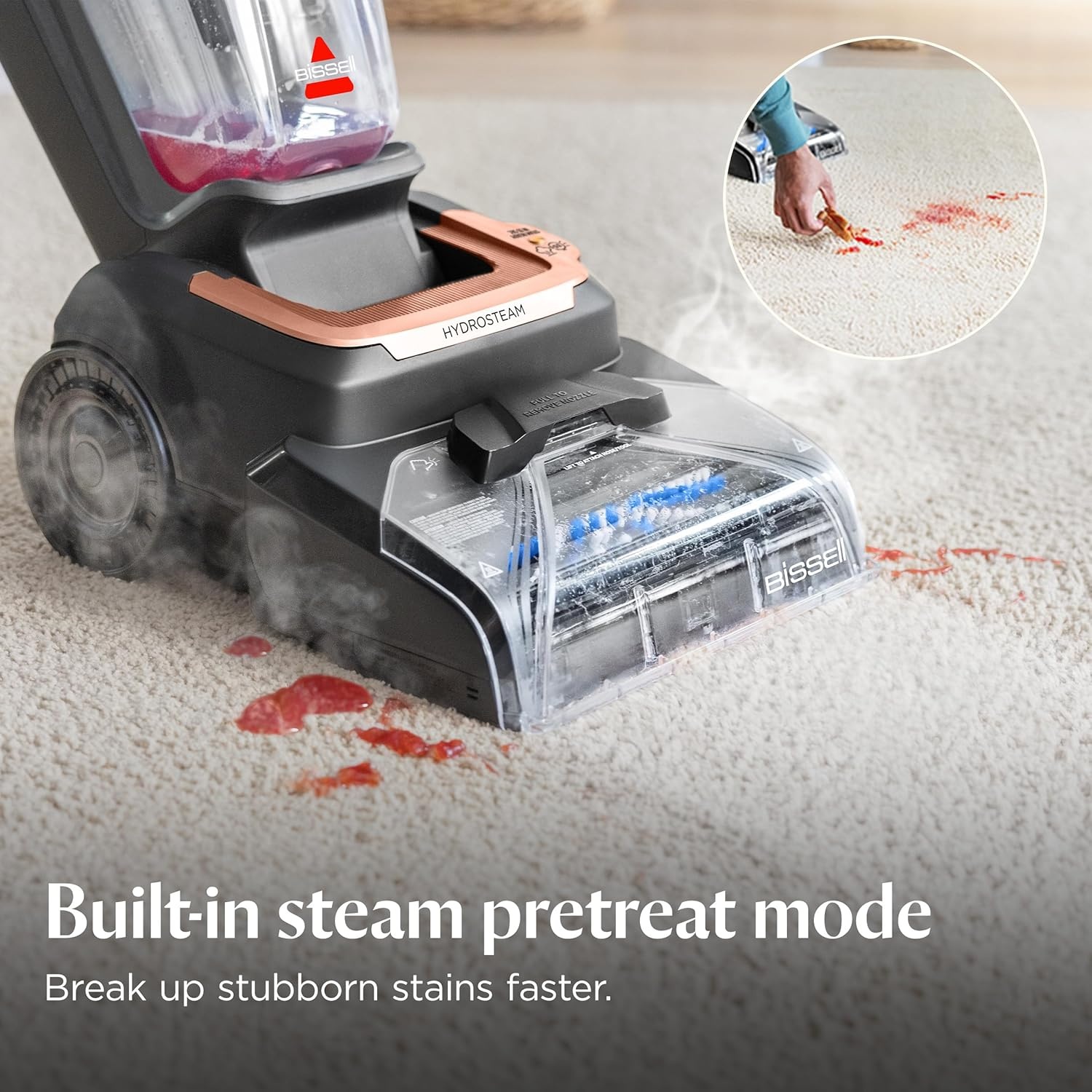 BISSELL Revolution HydroSteam Pet Carpet Cleaner, Upright Deep Cleaner, HydroSteam Technology, 2-in-1 Pet Upholstery Tool & Formulas Included, 3432(HydroSteam)