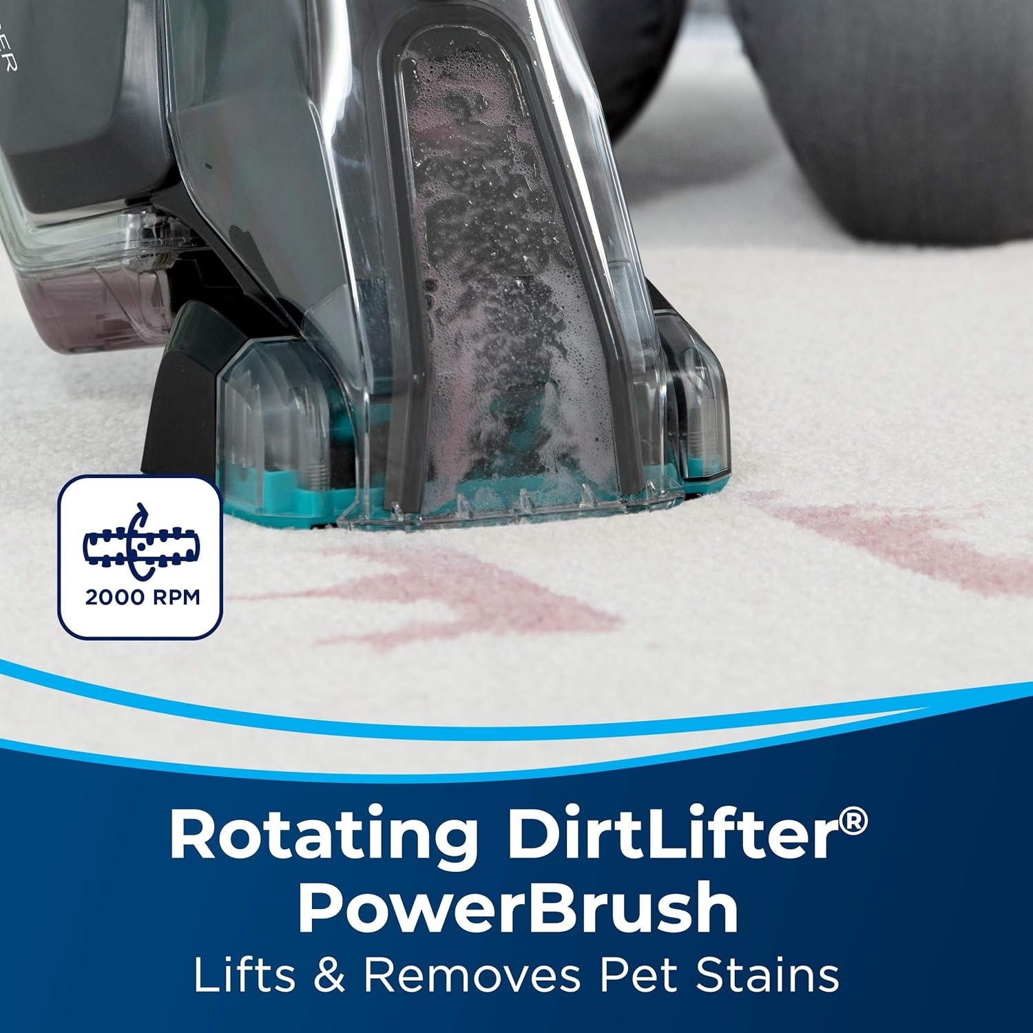 Bissell Pet Stain Eraser PowerBrush, 20-min runtime, DirtLifter PowerBrush, Stationary Pet Tool, Oxy Spot & Stain Formula Included, 2837