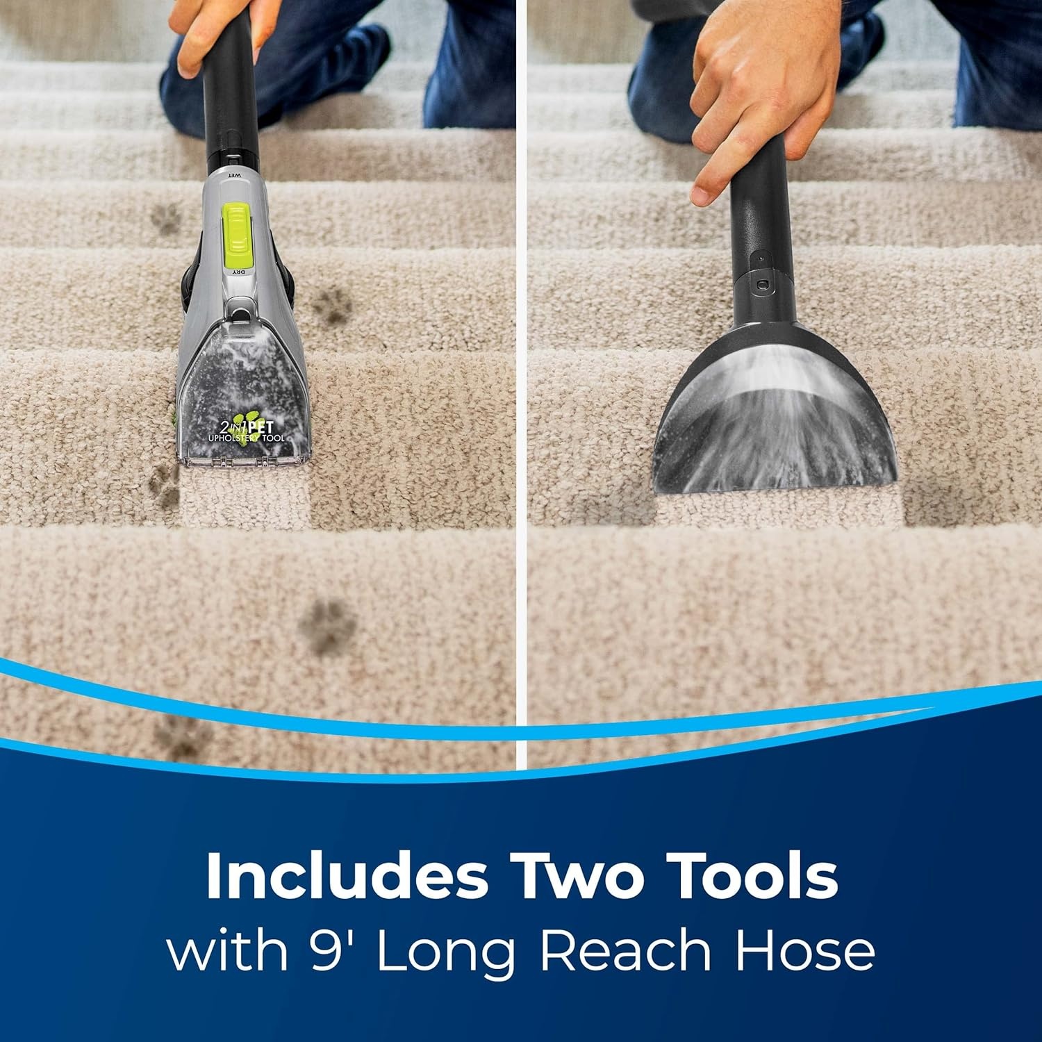 Bissell® Big Green® PET PRO Carpet Cleaner with 8 Row XL DirtLifter PowerBrush, 9-inch Long Reach Hose, 2 Upholstery Tools, Includes Pet Pro Oxy Urine Eliminator Formula(Black/Green)