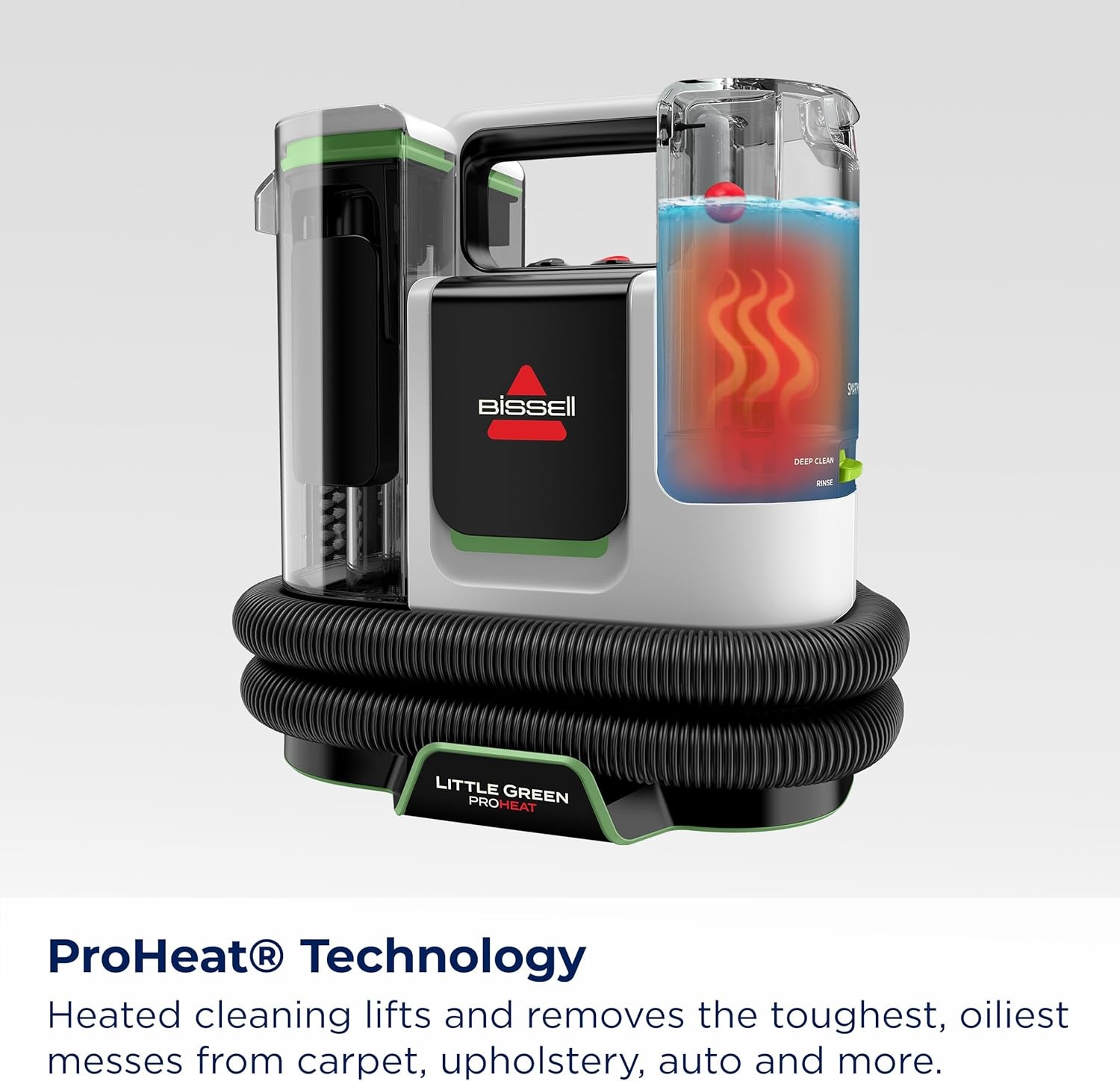 BISSELL® Little Green® Proheat® Pet, Portable Deep Cleaner with Heated Cleaning Technology, Self-Cleaning Tough Stain Tool and Pet Pro Oxy Triple Action Formula Included, 3969(Little Green ProHeat SmartMix)