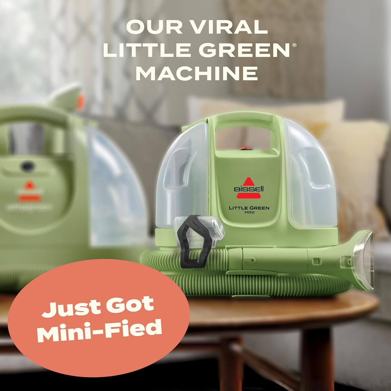 BISSELL Little Green Mini Portable Carpet and Upholstery Deep Cleaner, Car/Auto Detailer, with HydroRinse Self-Cleaning Tool and 4″ Tough Stain Tool, Tea Green, 4075(Little Green Mini)