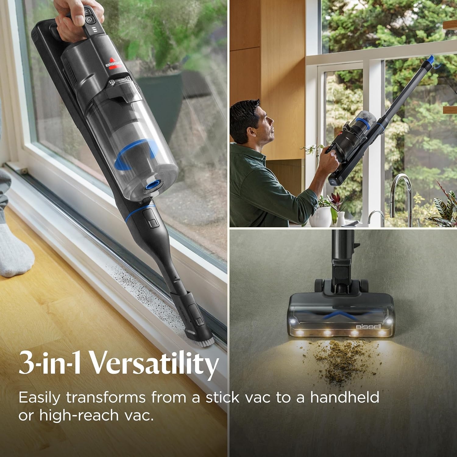 Bissell PowerClean 200W Self-Standing Cordless Vacuum w/Tangle Free Brush Roll, Removeable Battery, Wall Mount, Upholstery Tool & Bright Headlights, 4173(PowerClean FurGuard)