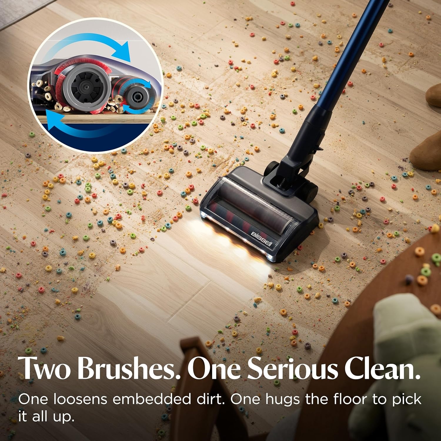 Bissell PowerClean 200W Self-Standing Cordless Vacuum w/Tangle Free Brush Roll, Removeable Battery, Wall Mount, Upholstery Tool & Bright Headlights, 4173(PowerClean DualBrush)