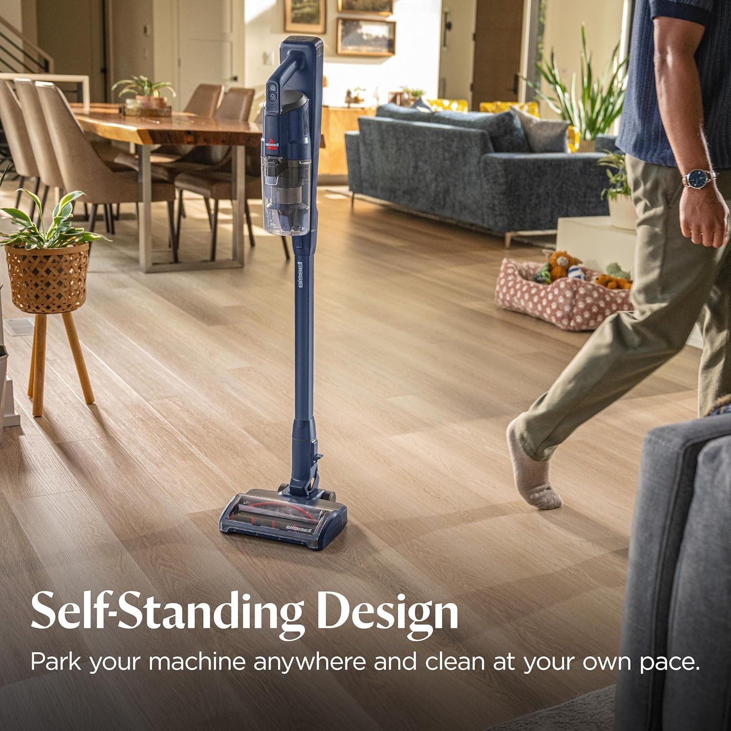 Bissell PowerClean 200W Self-Standing Cordless Vacuum w/Tangle Free Brush Roll, Removeable Battery, Wall Mount, Upholstery Tool & Bright Headlights, 4173(PowerClean DualBrush)