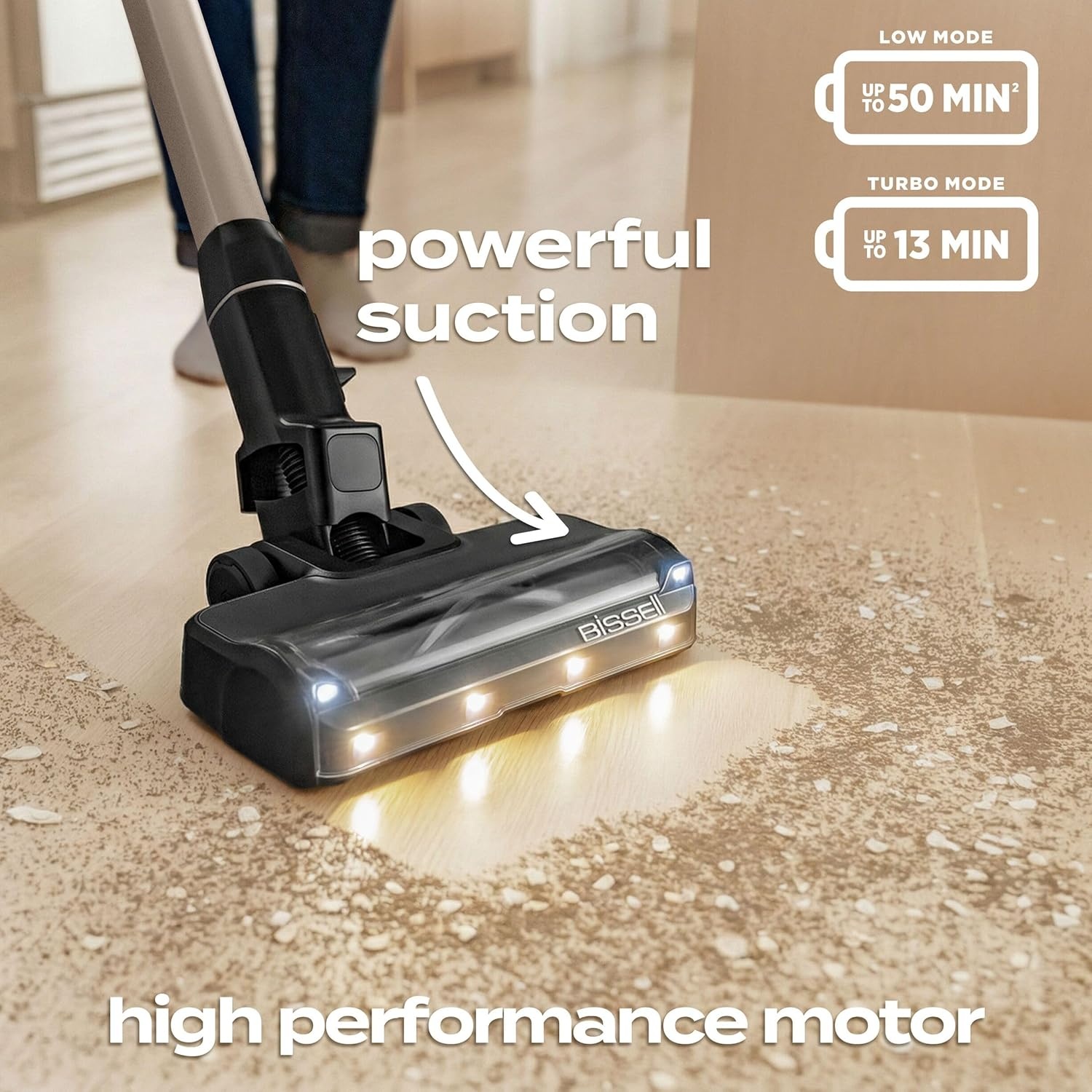 Bissell PowerClean 200W Self-Standing Cordless Vacuum w/Tangle Free Brush Roll, Removeable Battery, Wall Mount, Upholstery Tool & Bright Headlights, 4173(PowerClean Limited Edition)