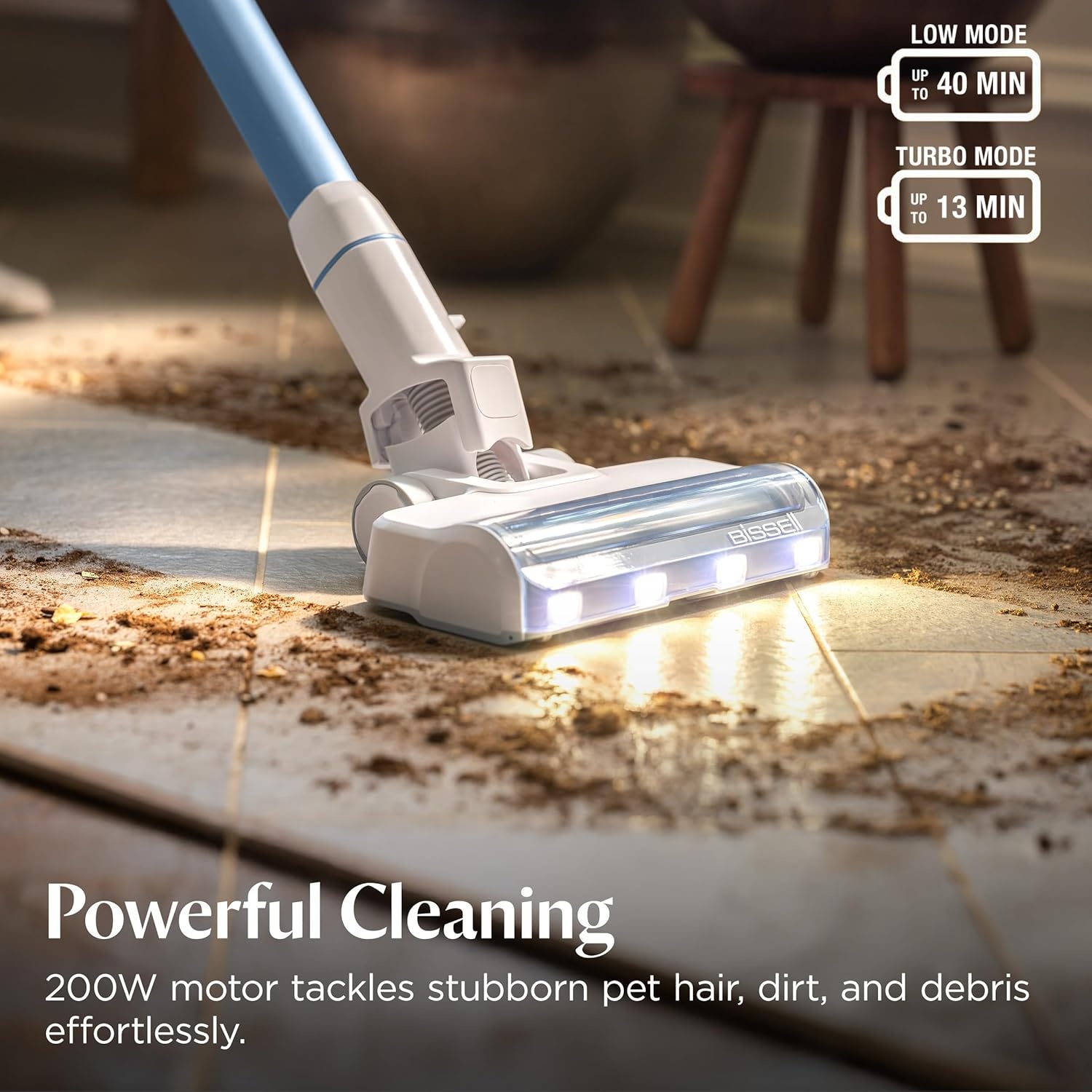 Bissell PowerClean 200W Self-Standing Cordless Vacuum w/Tangle Free Brush Roll, Removeable Battery, Wall Mount, Upholstery Tool & Bright Headlights, 4173(PowerClean)