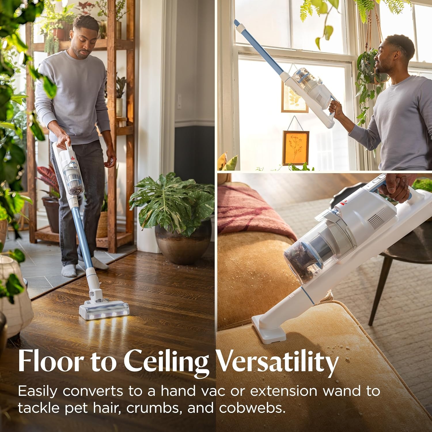 Bissell PowerClean 200W Self-Standing Cordless Vacuum w/Tangle Free Brush Roll, Removeable Battery, Wall Mount, Upholstery Tool & Bright Headlights, 4173(PowerClean)